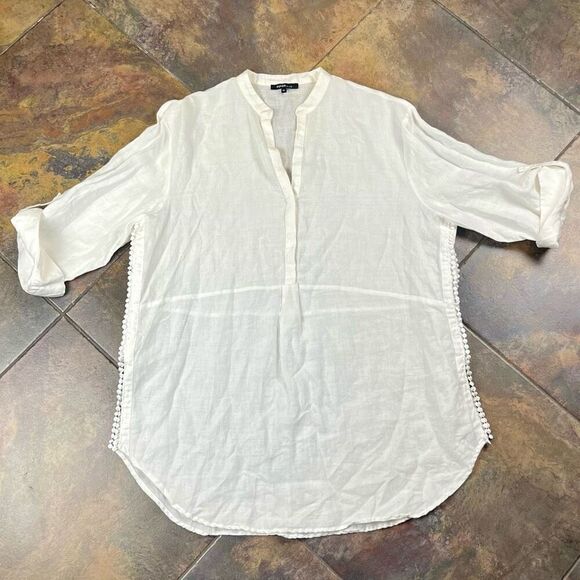 Piper Women’s White V-neck Tunic Blouse 16 - Picture 4 of 10